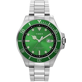 腕時計 タイメックス メンズ Timex Men's Harborside Coast 43mm Watch ? Green Dial Green Top Ring with Silver-Tone Case & Stainless Steel Bracelet腕時計 タイメックス メンズ