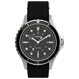 腕時計 タイメックス メンズ Timex Men's Navi XL 41mm Watch ? Stainless Steel Case Black Dial with Black Fabric Slip-Thru Strap腕時計 タイメックス メンズ