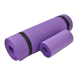 ヨガマット フィットネス Signature Fitness All Purpose 1/2-Inch Extra Thick High Density Anti-Tear Exercise Yoga Mat and Knee Pad with Carrying Strap, Purpleヨガマット フィットネス