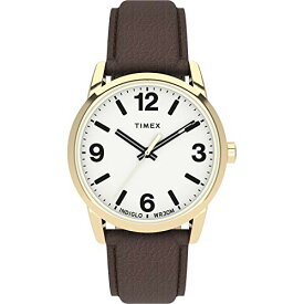 腕時計 タイメックス メンズ Timex Men's Easy Reader Bold 38mm Watch ? Gold-Tone Case White Dial with Brown Leather Strap腕時計 タイメックス メンズ