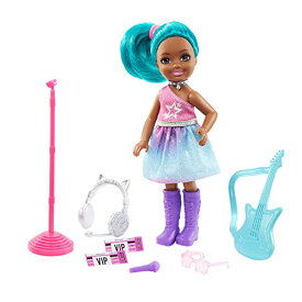 バービー バービー人形 Barbie Chelsea Can Be Playset with Brunette Chelsea Rockstar Doll (6-in), Guitar, Microphone, Headphones, 2 VIP Tickets, Star-Shaped Glasses, Great Gift for Ages 3 Years Old & Upバービー バービー人形