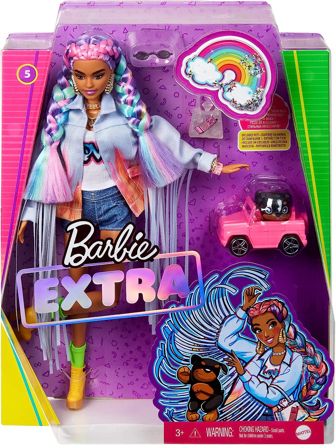 楽天市場】バービー Barbie エクストラドール #5 三つ編みにした虹色の