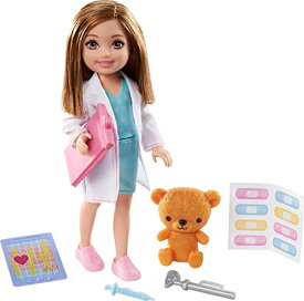 バービー バービー人形 Barbie Chelsea Can Be Playset with Brunette Chelsea Doctor Doll (6-in), Clipboard, EKG Reader, Band-aid Stickers,2 Medical Tools, Teddy Bear, Great Gift for Ages 3 Years Old & Upバービー バービー人形