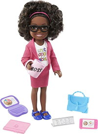 バービー バービー人形 Barbie Chelsea Can Be Anything Doll & Playset, Brunette Boss Small Doll with Curly Hair, Outfit & 7 Career Accessoriesバービー バービー人形