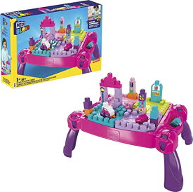 メガブロック メガコンストラックス 組み立て 知育玩具 MEGA BLOKS Fisher-Price Toddler Building Blocks, Build n Learn Activity Table with 30 Pieces, Toy Car and Storage, Pink, Portable Toy Ideas for Kiメガブロック メガコンストラックス 組み立て 知育玩具