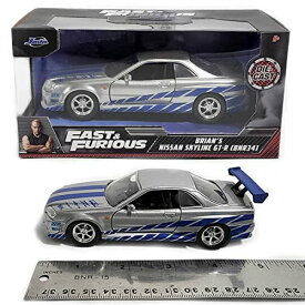 ジャダトイズ ミニカー ダイキャスト アメリカ Jada Toys Fast & Furious 1:32 Brian's Nissan Skyline GT-R R34 Die-cast Car Silver/Blue, Toys for Kids and Adultsジャダトイズ ミニカー ダイキャスト アメリカ