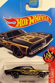 ホットウィール Hot Wheels ’69ダッジ・チャージャー HWフレイムズ 1/10 ブラック/ゴールドフレイム Dodge Charger ビークル ミニカー