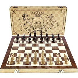 ボードゲーム 英語 アメリカ 海外ゲーム AMEROUS Chess Set, 15"x15" Folding Magnetic Wooden Standard Chess Game Board Set with Wooden Crafted Pieces and Chessmen Storage Slotsボードゲーム 英語 アメリカ 海外ゲーム