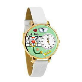 腕時計 気まぐれなかわいい プレゼント クリスマス ユニセックス Whimsical Gifts Women's Nurse Green 3D Watch | Gold Finish Large | Unique Fun Novelty | Handmade in USA | White Watch Band腕時計 気まぐれなかわいい プレゼント クリスマス ユニセックス