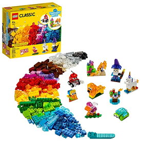 レゴ LEGO Classic Creative Transparent Bricks Building Set 11013 for Girls and Boys, STEM Toy and Preschool Hands-On Learning Toy, Includes Wizard, Unicorn, Lion, Bird, and Turtleレゴ