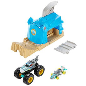 ホットウィール Hot Wheels モンスタートラック ピット&ローンチプレイセット シャークレックのホットウィール車両と1台のモンスタートラックつき