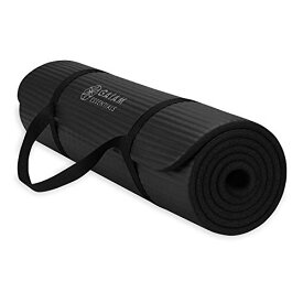 ヨガマット フィットネス Gaiam Essentials Thick Yoga Mat Fitness & Exercise Mat with Easy-Cinch Carrier Strap, Black, 72"L X 24"W X 2/5 Inch Thickヨガマット フィットネス