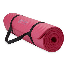 ヨガマット フィットネス Gaiam Essentials Thick Yoga Mat Fitness & Exercise Mat with Easy-Cinch Carrier Strap, Pink, 72"L X 24"W X 2/5 Inch Thickヨガマット フィットネス
