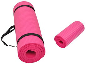 ヨガマット フィットネス Signature Fitness All Purpose 1/2-Inch Extra Thick High Density Anti-Tear Exercise Yoga Mat and Knee Pad with Carrying Strap, Pinkヨガマット フィットネス