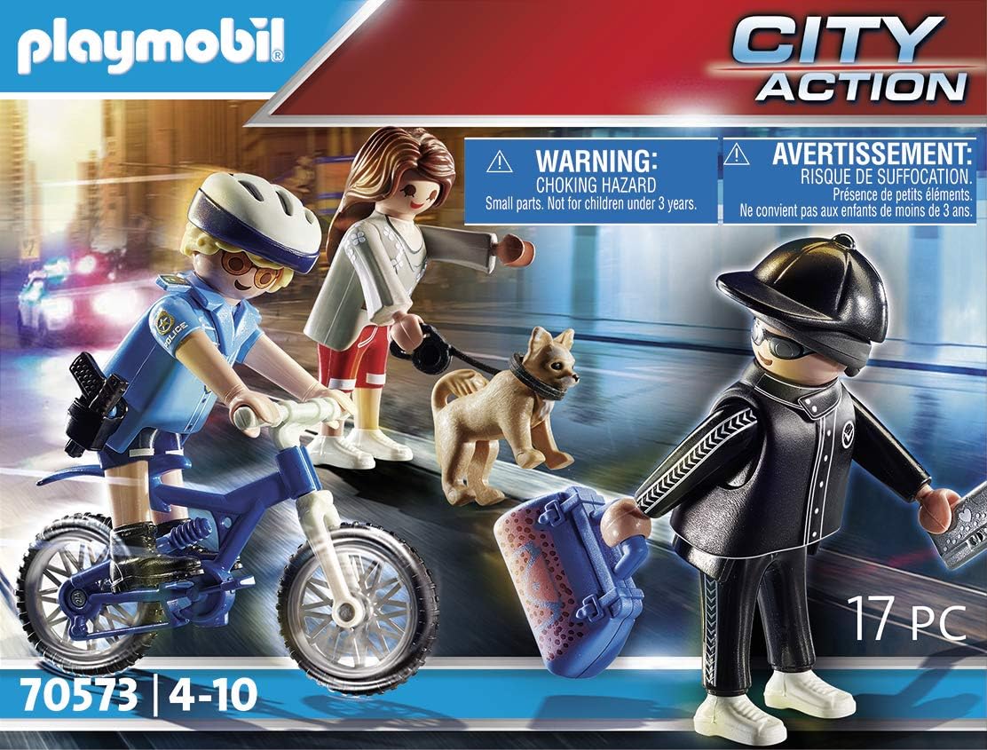 プレイモービル ブロック 組み立て Playmobil Police Bicycle with Thief