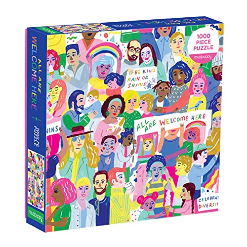 ジグソーパズル 海外製 アメリカ 【送料無料】Galison All are Welcome Here Jigsaw Puzzle, 1000 Pieces, 27” x 20”  Ages 8+  Colorful Illustrated Celebrating Diversity and Kindness  Fun and Challenging, Faジグソーパズル 海外製 アメリカ