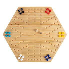 ボードゲーム 英語 アメリカ 海外ゲーム Hey! Play! Classic Wooden Strategic Thinking Game-Complete Set with Board, 24 Colored Marbles, 2 Dice-Fun Vintage 6-Player Game for Kids and Adultsボードゲーム 英語 アメリカ 海外ゲーム