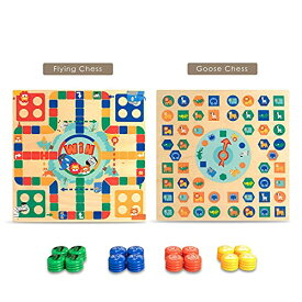 ボードゲーム 英語 アメリカ 海外ゲーム OMOTIYA Broad Game for Boys Girls Age 3 and up for 2-4 Players, 2 in 1 Wooden Flying Chess Family Game for Adults Kids and Childrenボードゲーム 英語 アメリカ 海外ゲーム