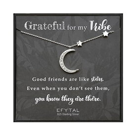 EFYTAL アクセサリー ブランド かわいい おしゃれ EFYTAL Bridesmaid Gifts, 925 Sterling Silver CZ Crescent Moon and Stars Necklace for Friends, Bridal Party Friendship NecklacesEFYTAL アクセサリー ブランド かわいい おしゃれ