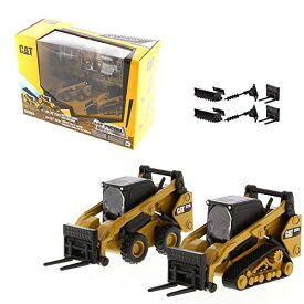 Diecast Masters ミニチュア ミニカー ダイキャスト はたらく車 Diecast Masters 1:64 Scale Caterpillar 272D2 Skid Steer Loader & 297D2 Compact Track Loader & Attachment Accessories, Play & ColleDiecast Masters ミニチュア ミニカー ダイキャスト はたらく車