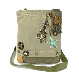chala バッグ パッチ カバン かわいい Canvas Patchwork Cross-body Messenger Bag with faux leather (Sea Turtle-Sand)chala バッグ パッチ カバン かわいい