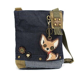 chala バッグ パッチ カバン かわいい Chala Canvas Cross-body Messenger Handbags with Key-fob/Coin Purse - (Denim Blue/Chihuahua)chala バッグ パッチ カバン かわいい