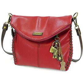 chala バッグ パッチ カバン かわいい CHALA Charming Crossbody Bag - Flap Top and Leather Key Charm in Burgundy Cross-Body or Shoulder Purse (Dog)chala バッグ パッチ カバン かわいい
