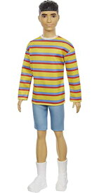 バービー バービー人形 ファッショニスタ Barbie Ken Fashionistas Doll #175 with Brunette Hair Dressed in Colorful Striped Shirt, Denim Shorts and White Bootsバービー バービー人形 ファッショニスタ