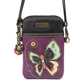 chala バッグ パッチ カバン かわいい CHALA Cell Phone Crossbody Purse-Women PU Leather/Canvas Multicolor Handbag with Adjustable Strap - New Butterfly - purplechala バッグ パッチ カバン かわいい