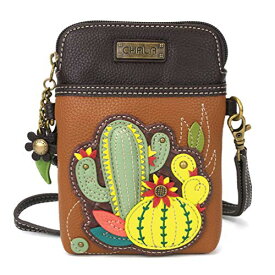 chala バッグ パッチ カバン かわいい CHALA Cell Phone Crossbody Purse-Women PU Leather/Canvas Multicolor Handbag with Adjustable Strap - Cactus - brownchala バッグ パッチ カバン かわいい