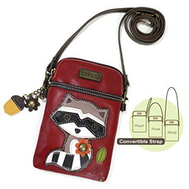 chala バッグ パッチ カバン かわいい CHALA Cell Phone Crossbody Purse-Women PU Leather/Canvas Multicolor Handbag with Adjustable Strap - Raccoon - burgundychala バッグ パッチ カバン かわいい