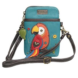 chala バッグ パッチ カバン かわいい CHALA Cell Phone Crossbody Purse-Women PU Leather/Canvas Multicolor Handbag with Adjustable Strap - Red Parrot - turquoisechala バッグ パッチ カバン かわいい