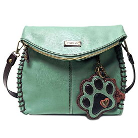 chala バッグ パッチ カバン かわいい Chala Charming Teal Crossbody Bag With Flap Top and Zipper or Shoulder Handbag (Coin Purse_ Teal Paw)chala バッグ パッチ カバン かわいい