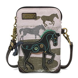 chala バッグ パッチ カバン かわいい Chala Crossbody Cell Phone Purse-Women Canvas Multicolor Handbag with Adjustable Strap Safari Horse Graychala バッグ パッチ カバン かわいい