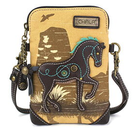 chala バッグ パッチ カバン かわいい CHALA Canvas Cell Phone Crossbody Purse - Women Multicolor Handbag with Adjustable Strap - Horse - brownchala バッグ パッチ カバン かわいい