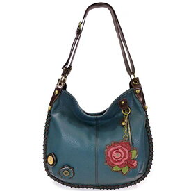 chala バッグ パッチ カバン かわいい Chala Handbags, Casual Style, Soft, Large Shoulder or Crossbody Purse with Keyfob - Navy Blue (Red Rose)chala バッグ パッチ カバン かわいい