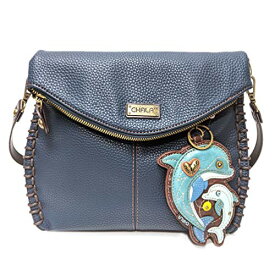 chala バッグ パッチ カバン かわいい CHALA Charming Crossbody Bag - Flap Top and Key Charm in Navy Blue, Cross-Body or Shoulder (Coin Purse_Dolphin)chala バッグ パッチ カバン かわいい