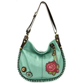 chala バッグ パッチ カバン かわいい Chala Handbags, Casual Style, Soft, Large Shoulder or Crossbody Purse with Keyfob - Aqua Color (Red Rose)chala バッグ パッチ カバン かわいい