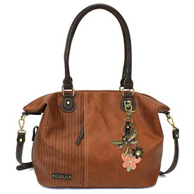 chala バッグ パッチ カバン かわいい CHALA Laser Cut Crossbody Shoulder bag Tote Bag Faux Leather Brown (Metal Dragonfly with Oange Butterfly)chala バッグ パッチ カバン かわいい