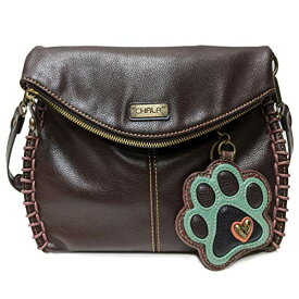 chala バッグ パッチ カバン かわいい Chala Charming Crossbody Bag Shoulder Handbag With Flap Top and Zipper Dark Brown (Leather Teal Paw)chala バッグ パッチ カバン かわいい