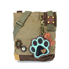chala バッグ パッチ カバン かわいい Chala Canvas Crossbody Messenger handBags with Keyfob/Coin Purse - (Green Paw) (Olive -Teal Paw)chala バッグ パッチ カバン かわいい