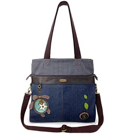 chala バッグ パッチ カバン かわいい CHALA Denim Convertible Stripe Work Tote in Navy Blue (Coin Purse_ Sea Turtle)chala バッグ パッチ カバン かわいい