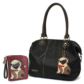 chala バッグ パッチ カバン かわいい Chala Handbags LaserCut Totes Shoulder Purse with Matching Wallet Gift Set (Black Tote & Pug Wallet Combo)chala バッグ パッチ カバン かわいい