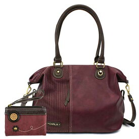 chala バッグ パッチ カバン かわいい CHALA Handbags Plum LaserCut Totes Shoulder Purse with Double Zipper Wallet Combo (Plum Tote + Double Zip Wallet)chala バッグ パッチ カバン かわいい