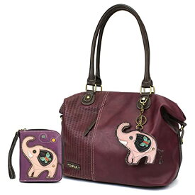 chala バッグ パッチ カバン かわいい Chala Handbags LaserCut Totes Shoulder Purse with Matching Wallet Gift Set (Plum Elephant Combo)chala バッグ パッチ カバン かわいい