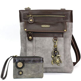 chala バッグ パッチ カバン かわいい CHALA GEMINI Crossbody Faux Leather Gift Messenger Bag with Double Zip Wallet (Sea Turtle_ Light Gray)chala バッグ パッチ カバン かわいい