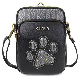 chala バッグ パッチ カバン かわいい CHALA UNI Cellphone Xbody - Womens RFID Protected Faux Leather Crossbody Bag with Adjustable Strap - Paw Print - blackchala バッグ パッチ カバン かわいい