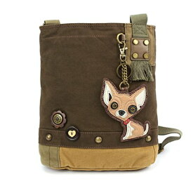 chala バッグ パッチ カバン かわいい Chala Canvas Crossbody Messenger handBags with Keyfob/Coin Purse - (Dark Brown -Chihuahua)chala バッグ パッチ カバン かわいい