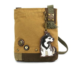 chala バッグ パッチ カバン かわいい Siberian Husky Patch Cross-Body Women Handbag, Canvas Messenger Bag - 6 Colors Options (Brown)chala バッグ パッチ カバン かわいい