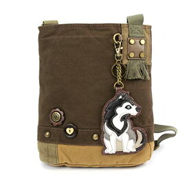 chala バッグ パッチ カバン かわいい Siberian Husky Patch Cross-Body Women Handbag, Canvas Messenger Bag - 6 Colors Options (Dark Brown)chala バッグ パッチ カバン かわいい